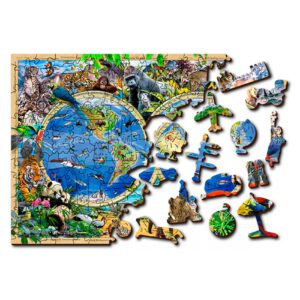 houten puzzel voor kinderen de wereld met dieren