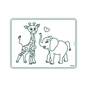 Voorbeeld herkleurbare placemat giraffe en olifant