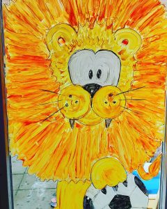 EK raamschildering oranje leeuw