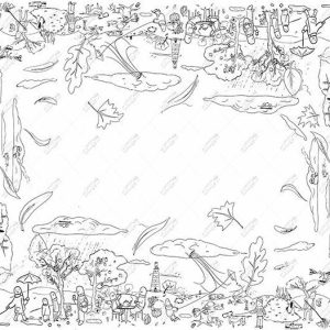 Teken-tafelkleed XXL kleurplaat herfst