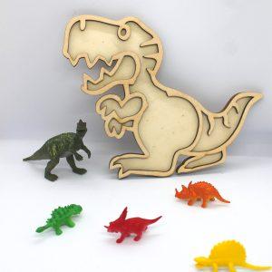 Houten speelframe dino met andere dinosaurussen