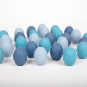Houten blauwe eieren van TickiT