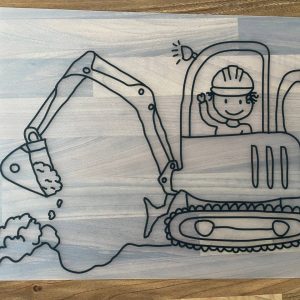 Herkleurbare placemat Graafmachine