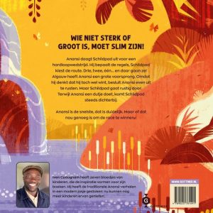 Anansi de spin en de wedstrijd tegen Schildpad achterkant