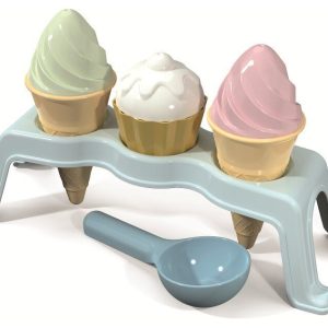 Zandset cupcake en ijs met houder (8-delig) pastel