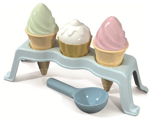 Zandset cupcake en ijs met houder (8-delig) pastel