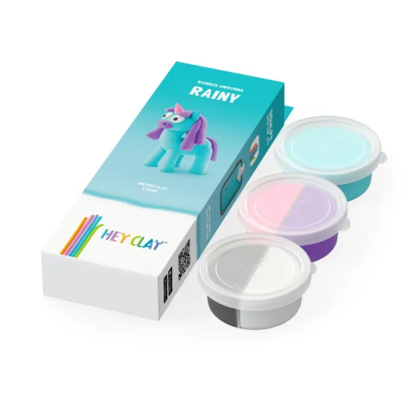 Hey Clay Unicorns - Rainbow Unicorn - Rainy 3 cans inhoud