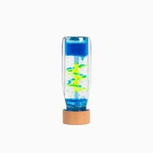 Petit Boum Sensorische fles Spiraal Blauw omgedraaid