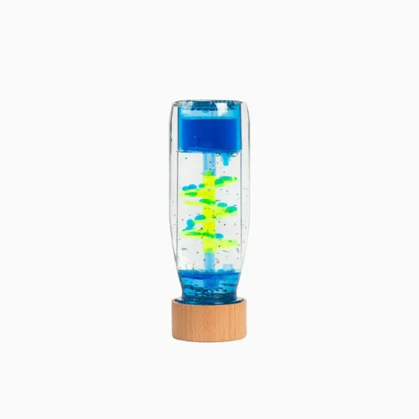 Petit Boum Sensorische fles Spiraal Blauw omgedraaid