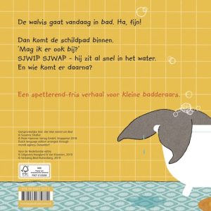 De walvis gaat in bad achterkant