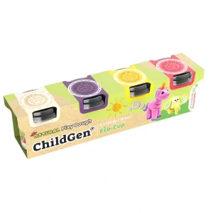 ChildGen – Natuurlijke Speelklei Set (Wit, Paars, Geel & Roze)