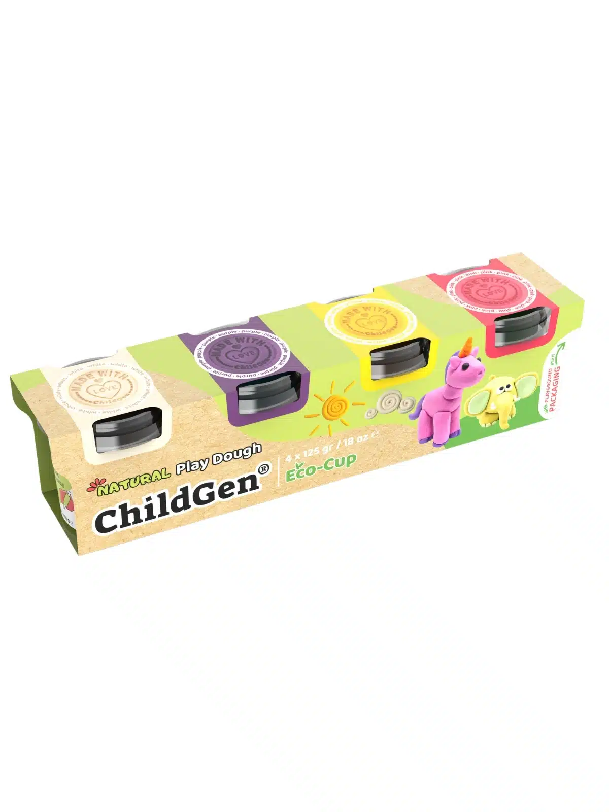 ChildGen – Natuurlijke Speelklei Set (Wit, Paars, Geel & Roze) 2 ChildGen – Natuurlijke Speelklei Set (Wit, Paars, Geel & Roze)