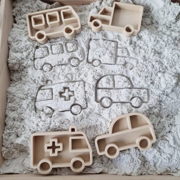 Kiddi Mini bakjes set Voertuigen in kinetisch zand