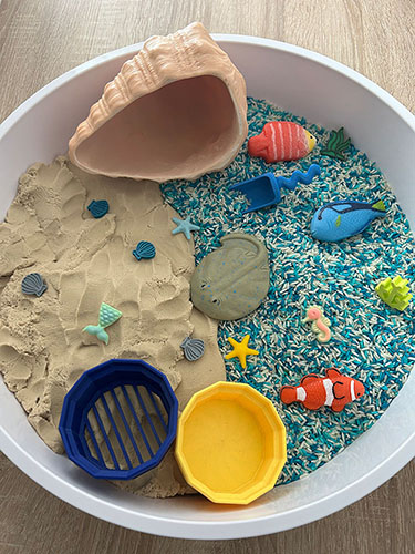Sensorische speelbak strand en oceaan