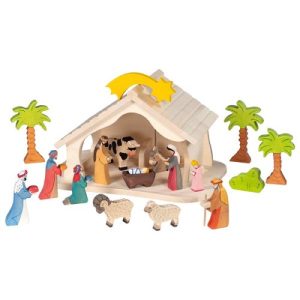 Holztiger boerderij / kerststal met ster en figuren