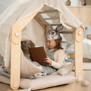 Multifunctioneel houten klimrek blauw