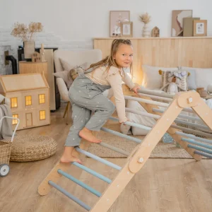 Multifunctioneel houten klimrek blauw