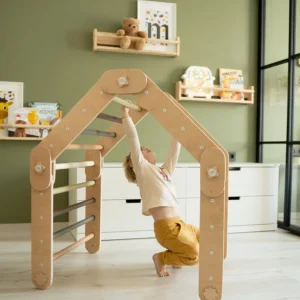 Multifunctioneel houten klimrek groen