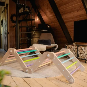 Multifunctioneel houten klimrek kleurrijk